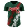 Custom Green Red-White Splash Authentic Baseball Jersey