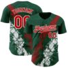 Custom Green Red-White Splash Authentic Baseball Jersey