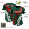 Custom Green Red-White Splash Authentic Baseball Jersey