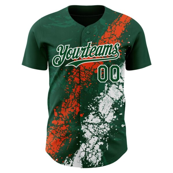 Custom Green Orange-White Splash Authentic Baseball Jersey
