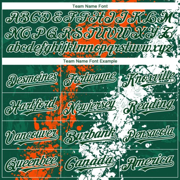 Custom Green Orange-White Splash Authentic Baseball Jersey