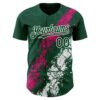 Custom Green Hot Pink-White Splash Authentic Baseball Jersey