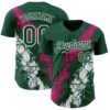 Custom Green Hot Pink-White Splash Authentic Baseball Jersey