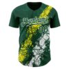 Custom Green Light Yellow-White Splash Authentic Baseball Jersey