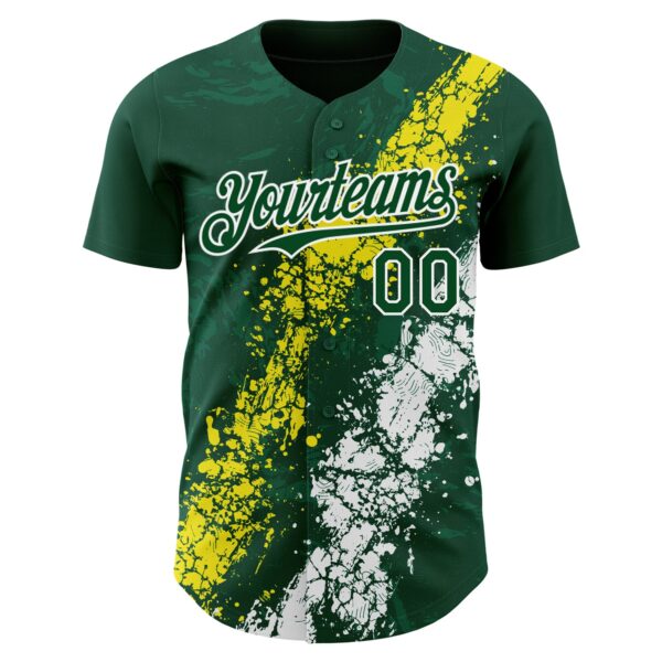 Custom Green Light Yellow-White Splash Authentic Baseball Jersey
