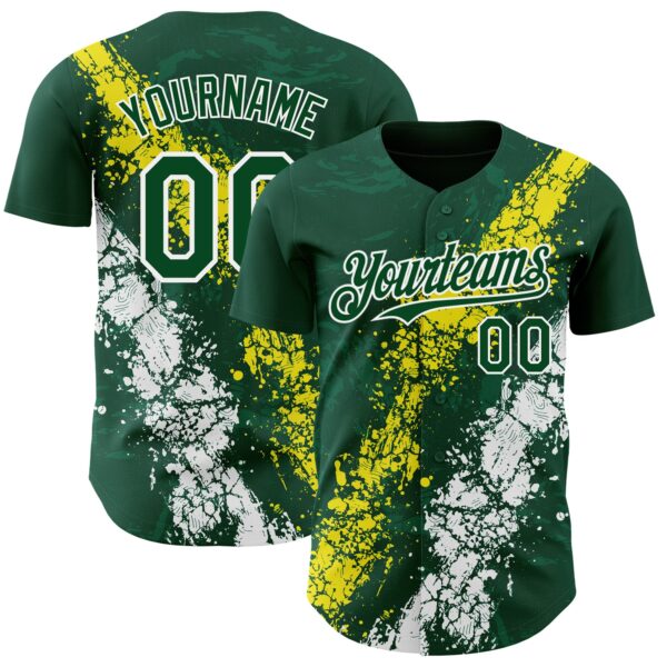 Custom Green Light Yellow-White Splash Authentic Baseball Jersey