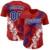 Custom Red Royal-White Splash Authentic Baseball Jersey