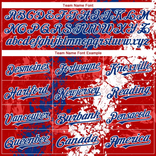 Custom Red Royal-White Splash Authentic Baseball Jersey