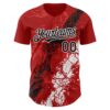 Custom Red Black-White Splash Authentic Baseball Jersey