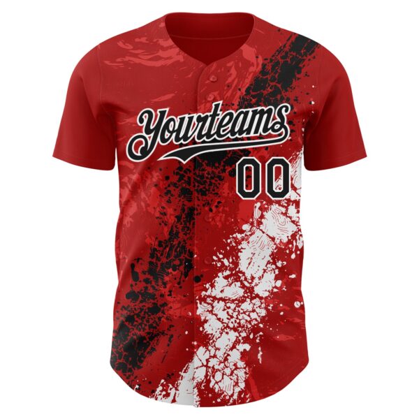 Custom Red Black-White Splash Authentic Baseball Jersey