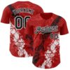 Custom Red Black-White Splash Authentic Baseball Jersey