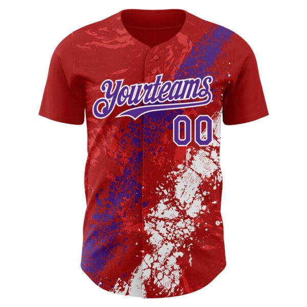 Custom Red Purple-White Splash Authentic Baseball Jersey
