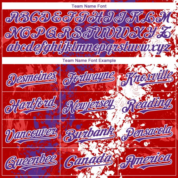 Custom Red Purple-White Splash Authentic Baseball Jersey