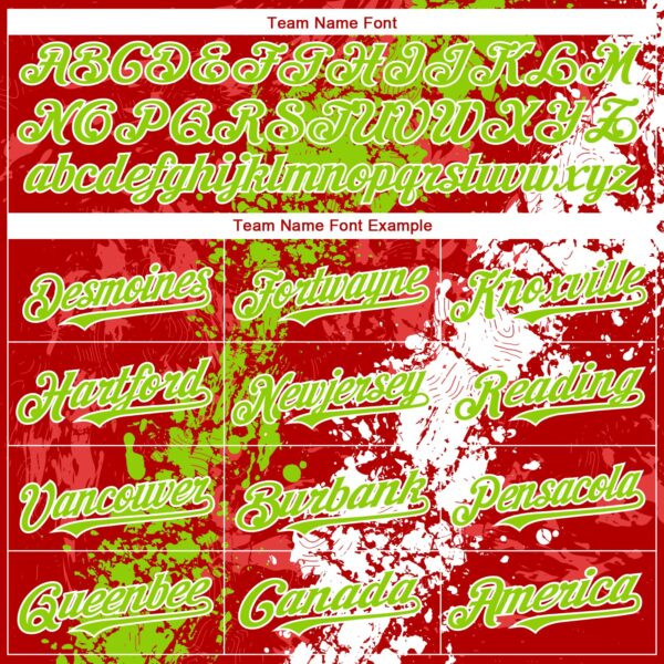 Custom Red Neon Green-White Splash Authentic Baseball Jersey