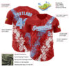 Custom Red Light Blue-White Splash Authentic Baseball Jersey