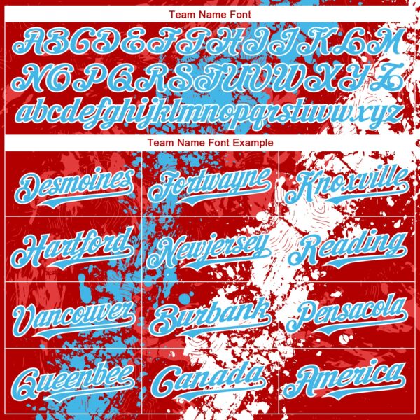 Custom Red Sky Blue-White Splash Authentic Baseball Jersey