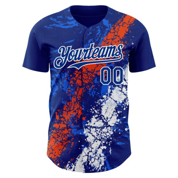 Custom Royal Orange-White Splash Authentic Baseball Jersey
