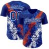 Custom Royal Orange-White Splash Authentic Baseball Jersey
