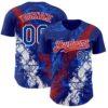 Custom Royal Red-White Splash Authentic Baseball Jersey