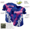 Custom Royal Pink-White Splash Authentic Baseball Jersey