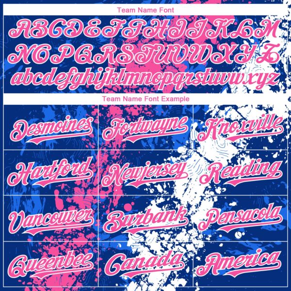 Custom Royal Pink-White Splash Authentic Baseball Jersey