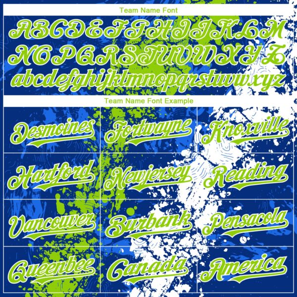 Custom Royal Neon Green-White Splash Authentic Baseball Jersey