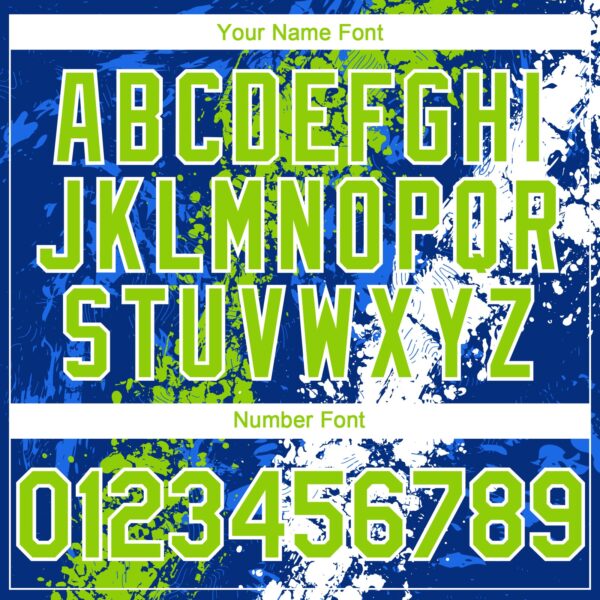 Custom Royal Neon Green-White Splash Authentic Baseball Jersey