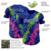 Custom Royal Neon Green Pink-White Splash Authentic Baseball Jersey