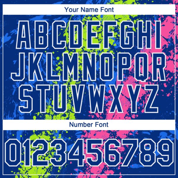 Custom Royal Neon Green Pink-White Splash Authentic Baseball Jersey