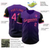 Custom Purple Pink-Black 3D Pattern Design Gradient Geometric Shape Authentic Baseball Jersey