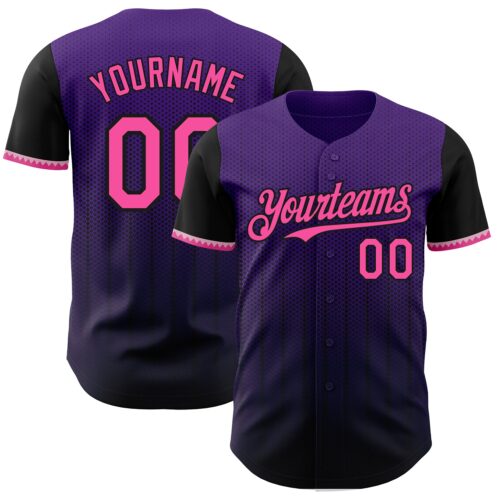 3DPattern7854 Custom Purple Pink-Black 3D Pattern Design Gradient Geometric Shape Authentic Baseball Jersey