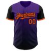 Custom Purple Orange-Black 3D Pattern Design Gradient Geometric Shape Authentic Baseball Jersey