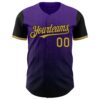 Custom Purple Old Gold-Black 3D Pattern Design Gradient Geometric Shape Authentic Baseball Jersey