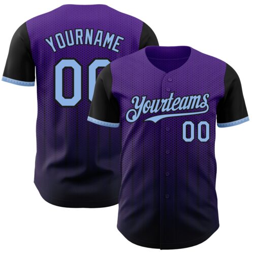 3DPattern7858 Custom Purple Light Blue-Black 3D Pattern Design Gradient Geometric Shape Authentic Baseball Jersey