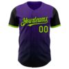 Custom Purple Neon Green-Black 3D Pattern Design Gradient Geometric Shape Authentic Baseball Jersey