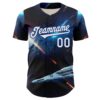 Custom Blue White-Royal 3D Pattern Design Outer Space Starships Authentic Baseball Jersey