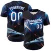 Custom Blue White-Royal 3D Pattern Design Outer Space Starships Authentic Baseball Jersey