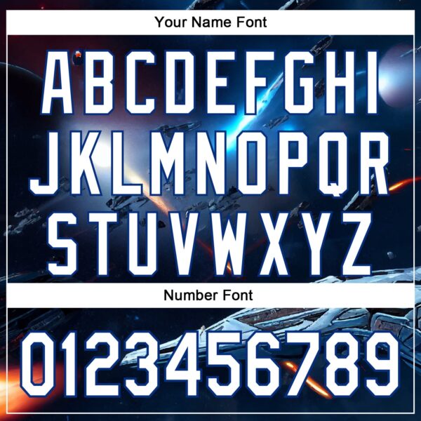 Custom Blue White-Royal 3D Pattern Design Outer Space Starships Authentic Baseball Jersey