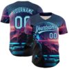 Custom Blue Ice Blue-Royal 3D Pattern Design Outer Space Starships Authentic Baseball Jersey