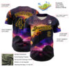 Custom Black Gold 3D Pattern Design Outer Space Solar Authentic Baseball Jersey