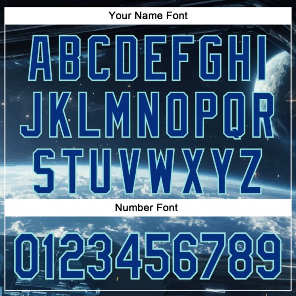 Custom Black Royal-Ice Blue 3D Pattern Design Outer Space Starships Authentic Baseball Jersey