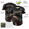 Custom Black City Cream 3D Pattern Design Outer Space Starships Authentic Baseball Jersey