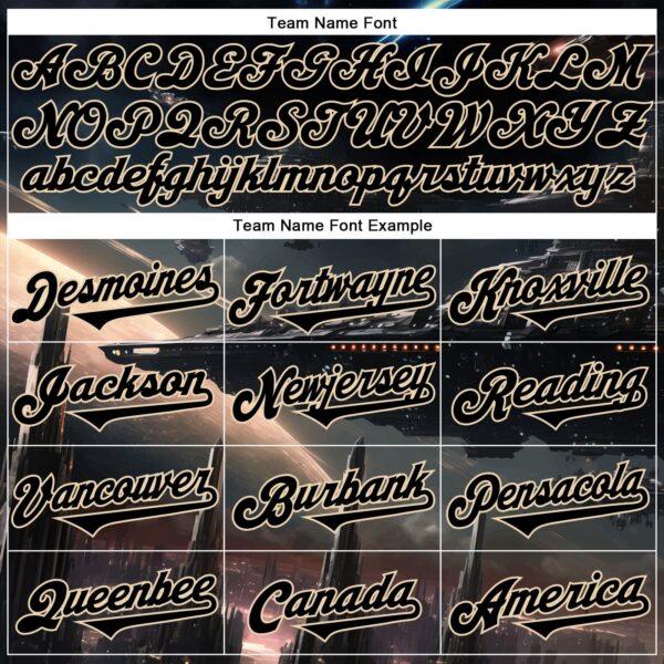 Custom Black City Cream 3D Pattern Design Outer Space Starships Authentic Baseball Jersey