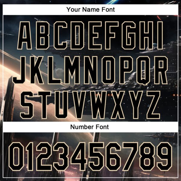 Custom Black City Cream 3D Pattern Design Outer Space Starships Authentic Baseball Jersey