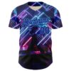 Custom Blue Dark Purple-Sky Blue 3D Pattern Design Outer Space Light Swords American Flag Authentic Baseball Jersey