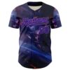 Custom Blue Dark Purple-Medium Purple 3D Pattern Design Outer Space Starships Authentic Baseball Jersey