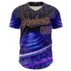 Custom Blue Dark Purple-Gold 3D Pattern Design Outer Space Time Travel Authentic Baseball Jersey