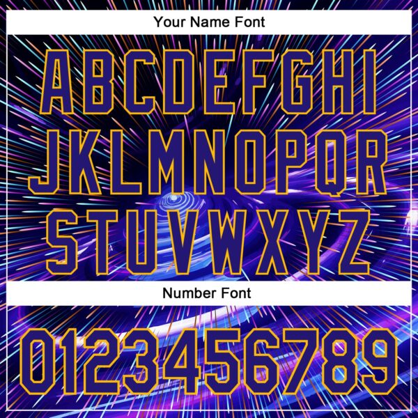 Custom Blue Dark Purple-Gold 3D Pattern Design Outer Space Time Travel Authentic Baseball Jersey