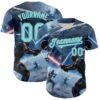 Custom Blue Ice Blue-Shadow Blue 3D Pattern Design Outer Space Light Swords Starships Authentic Baseball Jersey