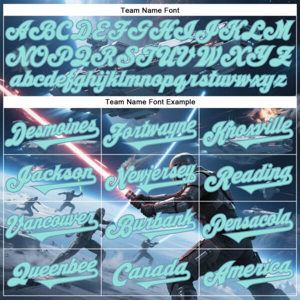 Custom Blue Ice Blue-Shadow Blue 3D Pattern Design Outer Space Light Swords Starships Authentic Baseball Jersey